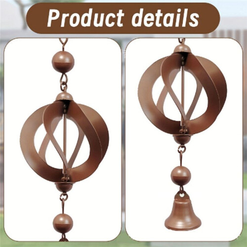 Rain Chain Circular Wind Chime Rain Chain for Gutter Decorative Rainwater Collection Chain with Bells 2