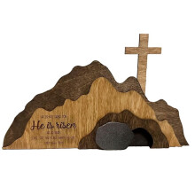 Empty Tomb Easter Decor Resurrection Scene and Crosses Wooden Decoration Set Tomb Easter Tray Bundle Kit