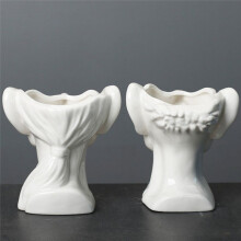 Portrait Statue Vase Planter Nordic Succulent Flower Pot Ceramic Indoor Desktop Plant Decoration with Drainage Hole,B