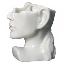 Portrait Statue Vase Planter Nordic Succulent Flower Pot Ceramic Indoor Desktop Plant Decoration with Drainage Hole,D