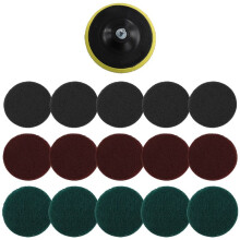 16Pcs 5Inch 3 Different Color Scrubbing Pads Drill Powered Brush Tile Scrubber Scouring Pads Cleaning Kit,Abrasive Buffing Pads Replacement 1 Pcs Hook