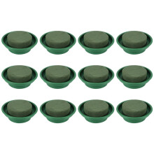 DIY Flower Arrangement Kit Green Round Wet Floral Foam, Wedding Aisle Flowers, Party Decoration (Flower Foam with Bowl, 12 Pieces)