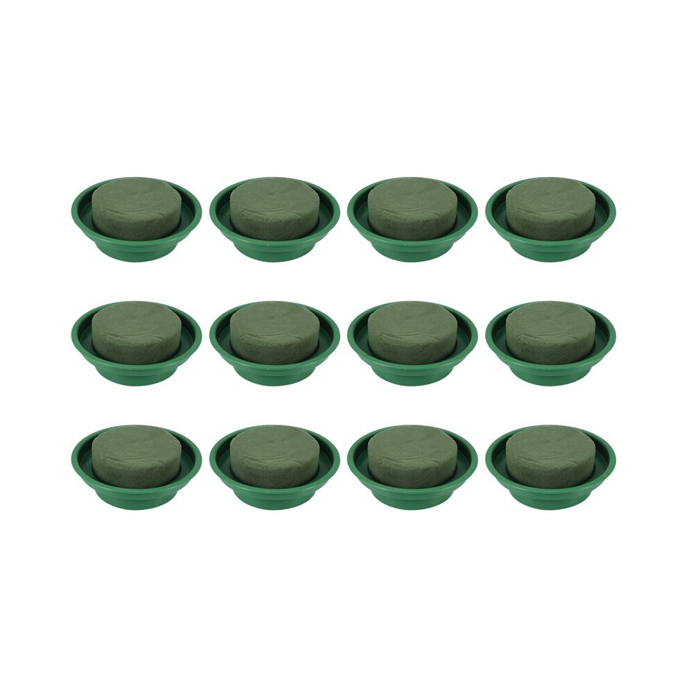Diy Flower Arrangement Kit Green Round Wet Floral Foam, Wedding Aisle Flowers, Party Decoration (Flower Foam With Bowl, 12 Pieces) 6031743523673