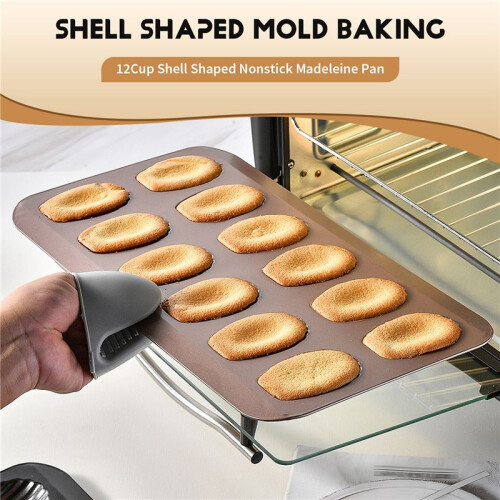 12Cup Shell Shaped Nonstick Madeleine Pan Carbon Steel Mold Baking Mould Tools 2