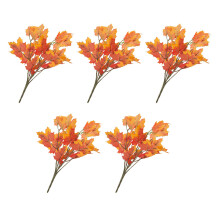 Artificial Maple Leaves Branches Autumn Leaves 5 Bundles Fall Decorations Outdoor UV Resistant Greenery Shrubs Plants Artificial Indoor Outside