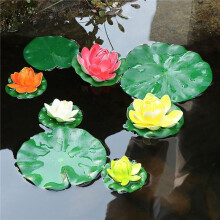 Konstgjord Flytande Skum Lotusblad Dekoration för Damm Akvarium och Scen Realistisk Lotus LöV GröN VäXt för Fisk Pool Dekoration Paket med 8, 4