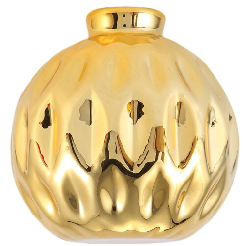 Ceramic Small Vase Small Flower Embossed Fish Lip Pattern Crafts Home Decorations (Gold) 1