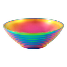 Round Noodle Food Bowl Double Layer Anti-Scalding Tableware for Hot Pot Sauce Soup Rice Ramen Bowl Stainless Steel Bowl Rainbow No.0