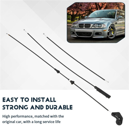3PCS Engine Hood Release Bowden Cable for  E46 320I 323I 98-05 51238208442 2