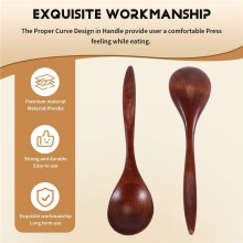 CuillèRes en Bois pour Manger,6PièCes CuillèRe À Manger en Bois Naturel,À Café Artisanale éCologique 7 Pouces pour le DîNer,Desserts À la