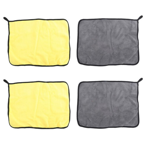 Pacote com 4 Toalhas de Microfibra de Pelúcia Ultra Grossas Premium para Lavagem de Carros, Polimento, Cera, Polimento e Secagem, 12 X 16 Polegadas -