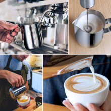 Milk Frothing Pitcher 350Ml (12Oz)Steaming Pitchers Stainless Steel Milk Coffee Cappuccino Latte Art Barista Steam Pitchers Milk Jug Cup with