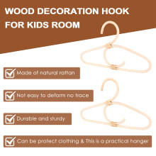 2 Stuks Rotan Kledinghangers in Scandinavische Stijl voor Kinderkleding, Organizerrek voor Kinderkleding, Kinderkamerdecoratiehangers voor Kleding