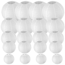 20 Pack Chinese Round White Paper Lantern,Paper Lanterns Hanging Lanterns Wedding Party Decorations