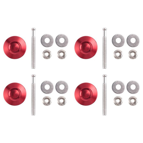 4X Quick Release Push Hood  Button Car Pin Bonnet Lock Bumper Clip Latches Red