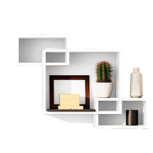 Cubic Floating Shelf Interlocking Decorative Wall Frame, Geometric Frame of Living Room, Bedroom and Bathroom, B