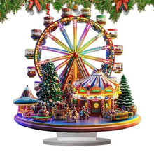 Acrylic Christmas Special Shape FerrisWheel Desktop Ornaments 2D Desktop FerrisWheel Decor for Home Office Bookshelf