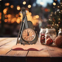 Violin Clock Desk Decor Resin Violin Clock Figurine Vintage Violin Shaped Clock Desk Clock Guitar Ornament Home Decor