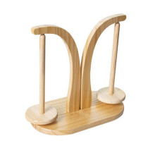 Disc Double-Shaft Wooden Bobbin Holder Hand-Woven Wool Holder Wooden Wool Shaft Rotating Tool Varnish Color