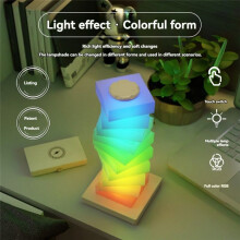 Lâmpada de Mesa RGB com Abajur de Mesa Sem Fio com Toque para Luz Noturna de Cabeceira, Decoração de Atmosfera de Casa em Gradiente