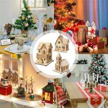 Maison de Neige en Rondins Lumineux, Arbre de Noël, Décoration de Bureau, Cadeaux à Faire Soi-Même, Ornements de Fenêtre, Artisanat