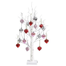 2FT Valentines Decor BirchTrees Light with Hanging Heart Ornament Lighted BirchTrees for Home WeddingParty Table Decor