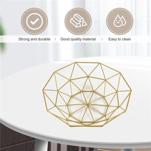 Metal Wire Fruit Basket Fruit Bowl, Large Round Bread Storage Bowl Stand