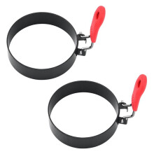 2 STUKS 3,5 Inch Eierringen met Siliconen Handvat, Ronde Mal voor Muffins, Pannenkoekenmal voor Kamperen Binnenshuis