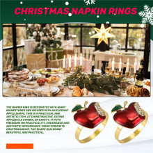 Serviettenringe 6Er-Set, Roter Apfel-Serviettenring für Hochzeit, Dinnerparty, Bankett, Serviette für Weihnachten, Geburtstag