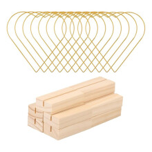 10Pcs 10 Inch Metal Floral Hoop Centerpiece with Wood Base, Heart Shape Ring Stand,for Decor Wall Hanging Crafts