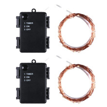 2PCS 10m 100-Lights (Four Colors) LED Light Strip 4.5V 3 X AA Batteries Waterproof Battery Holder Case with /Off