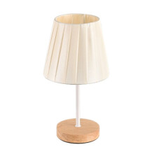 3W LED-Bordslampa Träbordslampa USB-Driven - Bärbar LED-Sänglampa med Veckad Skärm, 3-Färgs Peksensor