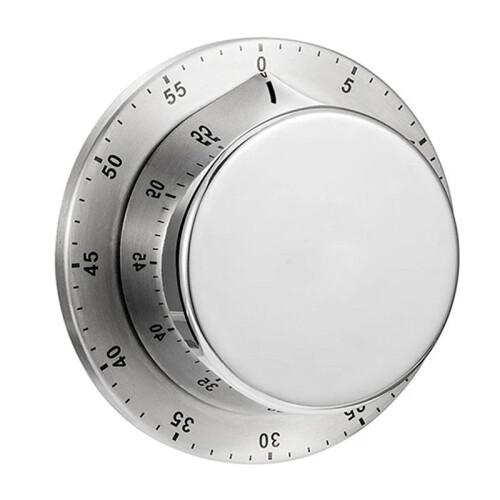 Kitchen Timer Mechanical Manual Stainless Steel with Magnetic Base Cooking Clock Countdown Study Fitness Timer Silver