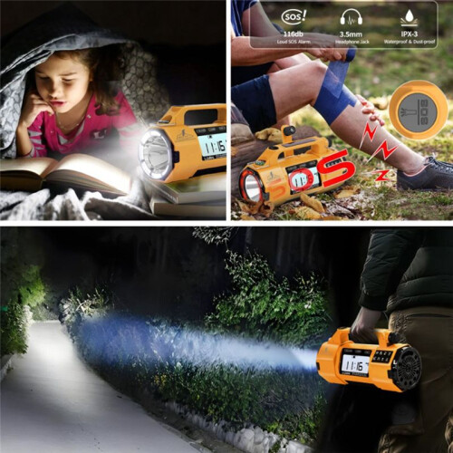 Multi-Function Emergency Radio with AM/FM/SW/WB Bands, Large Flashlight, Large Speaker, Hand-Crank Generator 2