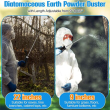 Diatomaceous Earth Powder Duster, Longer 9Inch to 22Inch Retractable Garden Powder Applicator Dispenser, Duster Sprayers