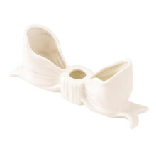 Keramische Kaarsenhouder met Strik, Elegante Keramische Kaarsenhouders met Strik voor Thuisdecoratie, Tafeldecoratie, Wit