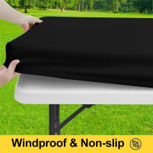 Picnic Table Cover with Bench Covers, Waterproof Elastic Tablecloths for Rectangle Tables for Camping, RV & Outdoor