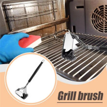 BBQ Grillbürste Edelstahl Grill Reinigungsbürste Ergonomisches Sicheres Zubehör für Porzellanreiniger Outdoor Rutschfest