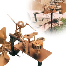 Estatueta de Percussionista de Metal Feita À Mão, Moinho de Vento, Decoração de Jardim de Arte Rock para Amantes e Colecionadores de Música