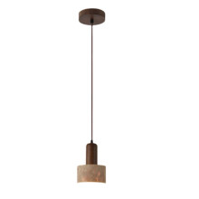 Suspension LED en Travertin Jaune, Intensité Variable 3 Couleurs, 110-240 V, Style Japonais Wabi Sabi, Idéale pour une Table de Chevet ou un
