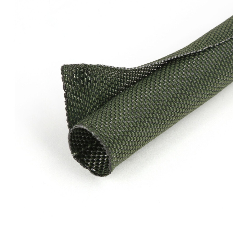 1/2 Inch Split Braided Cable Management Sleeve, Pet Chew Resistant Wire Loom For Automotive, 10Ft Green 9053599542070
