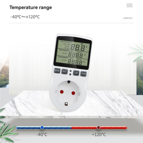 Intelligent Digital Temperaturregulator EU  Socket 16(2)A 230V- Max.3680W LCD-Skärm 1