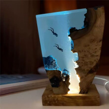 Eksploracja Dna Morskiego Żywica Lampa Stołowa 2 Divers Żywica Lampa Stołowa Temat Eksploracji Dna Morskiego Nocna Lampa 6x4 Cale