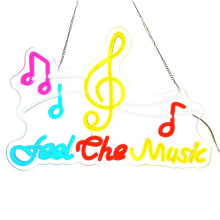 Neonreclame met Muzieknoten, Neonreclame met Gevoel voor Muziek, Neonreclames voor Wanddecoratie, Verlicht Uw Muzieklessen, Wanddecoratie