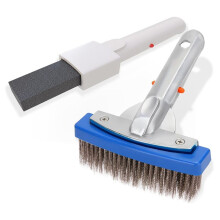 Pool Pumice Stone and 5 Inch Stainless Steel Pool Brush Kit to Reomve Erase Rust Stain Spot in Concrete Plaster Pool Spa