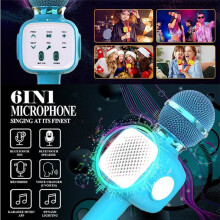Karaoke-Mikrofon Wireless Professionelle Gesangsmaschine Rauschunterdrückung für Zuhause KTV Party Kindergeschenk Blau