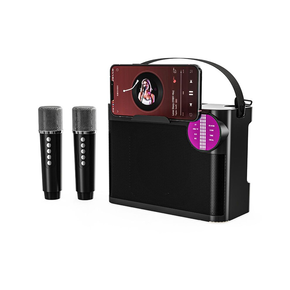 Powerful Wireless Portable Dual Mics Speaker Hifi Stereo Family Party Karaoke Subwoofer With Cellphone Holder 4712203295096