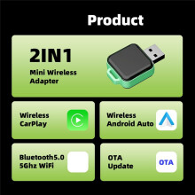 2in1 Wireless CarPlay Android Auto Wireless Adapter AI Box Plug and WiFi Fast Connect Universal