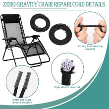 Tessuto di Ricambio per Sedia con 4 Corde Elastiche, Kit di Riparazione per Sedia A Sdraio da Giardino, per Prato, Piscina A