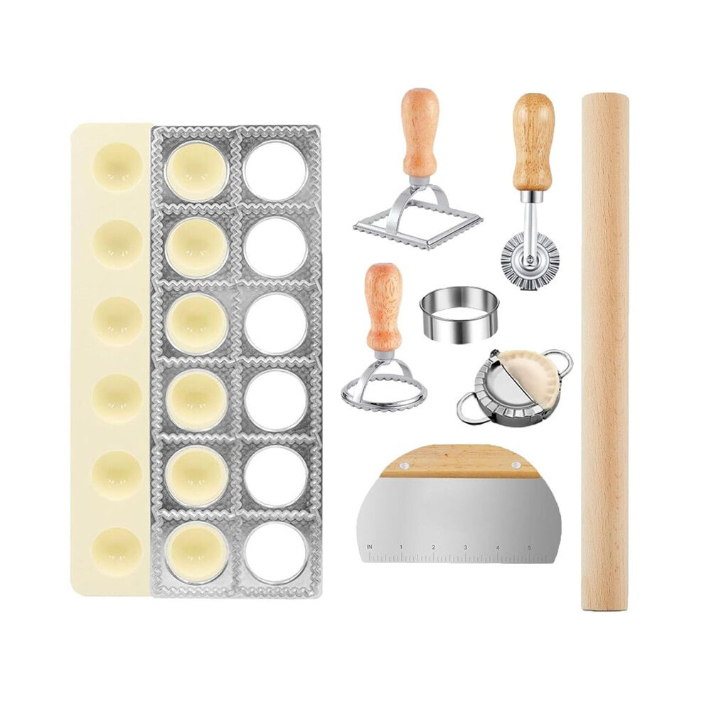 8 Pcs Ravioli Mold Set Include Ravioli Maker Press,Dough Scraper, Dumpling Maker, Ravioli Maker Cutter Set,Pasta Making 4714086819154